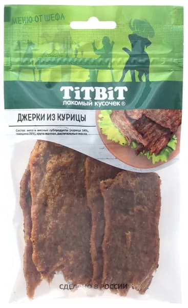 TiTBiT Меню от шефа джерки мясные для собак Курица, 70 г.