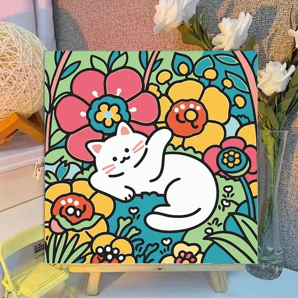 Картина по номерам, 20x20 CM, Кошки и собаки,Мультфильмы, подарки для детей, декомпрессия