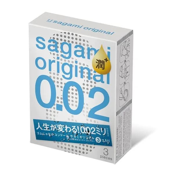 SAGAMI 002 Extra Lube, Презервативы 002 Extra Lub полиуретановые с увеличенным количеством смазки 3 шт
