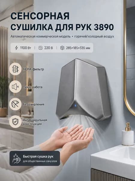 Сушилка для рук 1100W HEPA холод тёплый