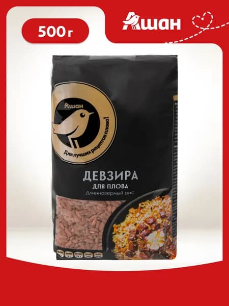 Рис длиннозерный АШАН Золотая птица Девзира для плова, 500 г