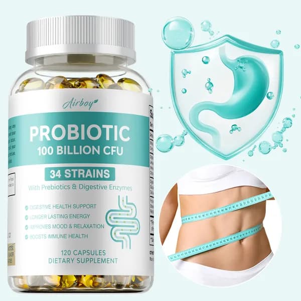 Биологически активная добавка Airboy Probiotic - содержит пребиотики и пищеварительные ферменты - поддерживает пищеварение, укрепляет иммунитет, улучшает настроение и способствует расслаблению