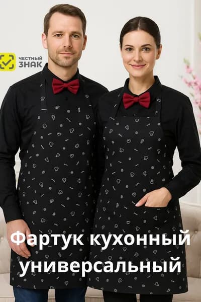 Фартук кухонный  1шт, Черный с кофейным принтом Красивый цвет X326