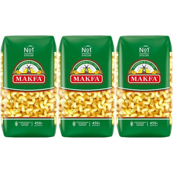 Макаронные изделия Makfa Витки 450 г, набор: 3 штуки