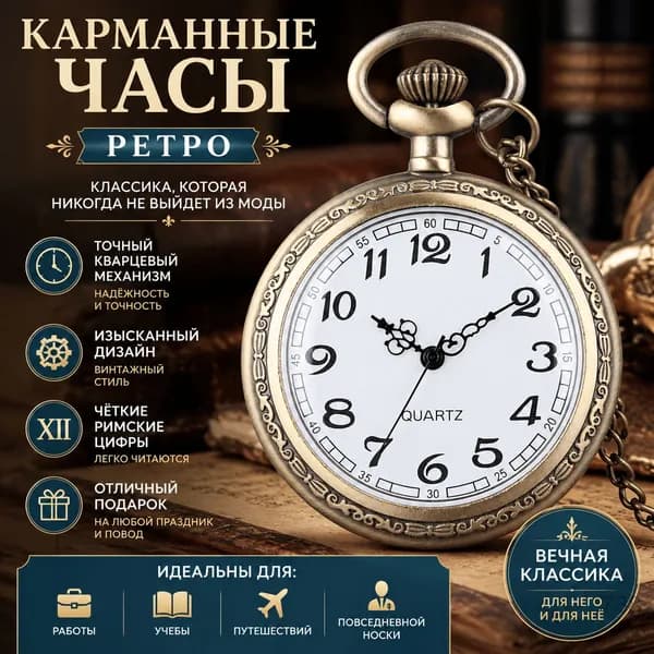 Ретро кварцевые карманные часы, студенческие, белый циферблат с арабскими цифрами, без крышки