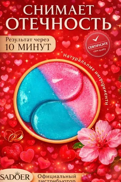 Патчи для глаз гидрогелевые Сакура от отеков и мешков Sadoer 60шт.