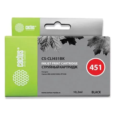 Картридж CACTUS CS-CLI451BK, CANON Pixma iP7240, струйный, 1790 стр., черный (CS-CLI451BK)