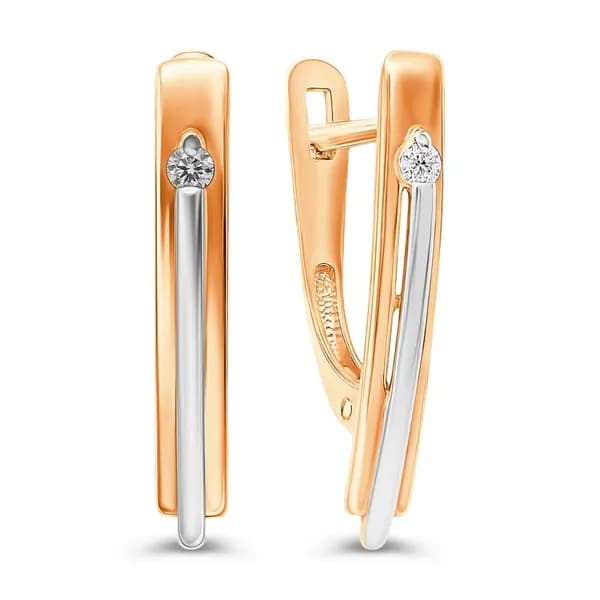 Серьги женские с бриллиантами из красного золота 585 пробы 585GOLD