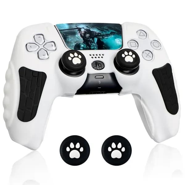 Cute Cat Claw PS5 Controller Skin - Нескользящий силиконовый защитный чехол для PlayStation 5-Упавший-Белый