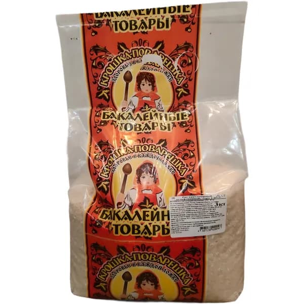 Рис круглозёрный шлифованный ГОСТ 3кг Крошка-Поварешка