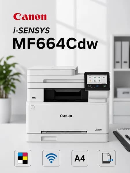 Canon МФУ Лазерное Многофункциональный цветной лазерный принтер Canon i-SENSYS MF664Cdw с Wi-Fi и дуплексом, белый, черный