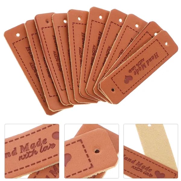 Теги кожаные для одежды,DIY аксессуары, praktichnyy поделки, 30 korichnevyy, размер 5.50x1.60x0.10 см