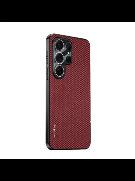 Бордовый чехол для Samsung Galaxy S25 Ultra из углеволокна
