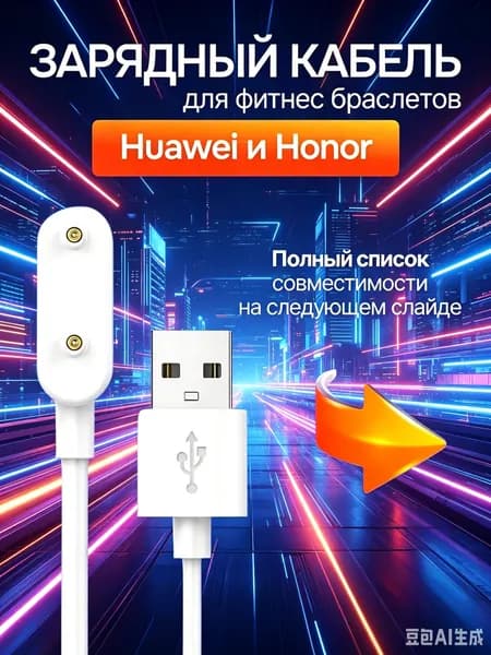 Кабель USB - зарядное устройство для Huawei Watch fit 2, Бэнд 6, 7 / часы детские Kids Watch 4 Pro, Honor Band, ES магнитная зарядка питания фитнес браслета