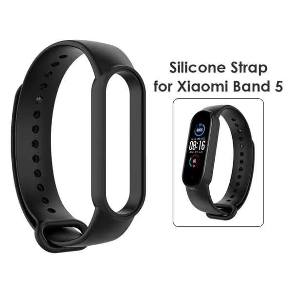 Силиконовый ремешок для фитнес-браслета Xiaomi Mi Band 5 черный