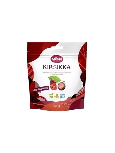 Жевательные конфеты со вкусом вишни в темном шоколаде Mokki Kirsikka 65 гр.
