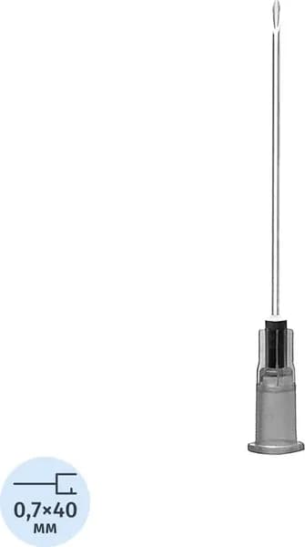 Игла инъекционная SFM Luer lock 22G 0.7x40 мм (100 штук в упаковке)