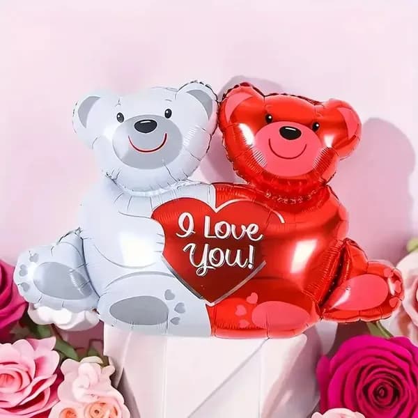 Воздушные шары из алюминиевой фольги Twin Bears Embrace Love, украшение на День святого Валентина, годовщину свадьбы, 100 см, 1 шт
