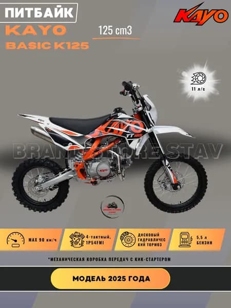 Питбайк KAYO BASIC K125 17/14 KRZ (МЕХАН. СЦЕПЛ., КИКСТАРТЕР, 2025 Г.)