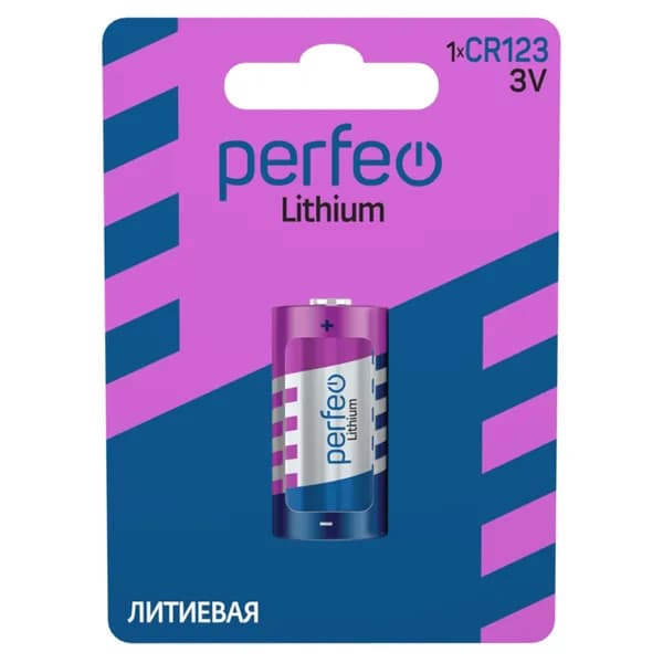 Батарейка Perfeo CR123 Lithium литиевая цилиндрическая, 1шт, 3V