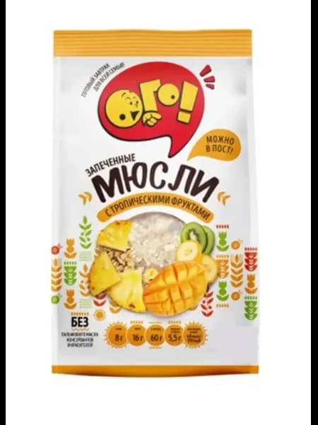 Мюсли запеченные с тропическими фруктами, 300 г