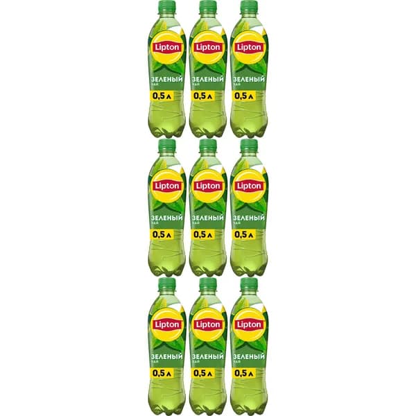 Холодный чай Lipton зеленый 500 мл, набор: 9 штук