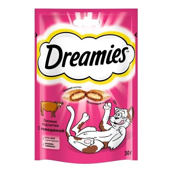 Лакомство Dreamies с говядиной для кошек 30 г