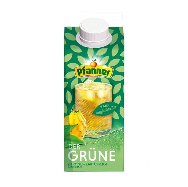 Холодный зеленый чай со вкусом лимона и опунции, Pfanner, 0.75 л, Австрия