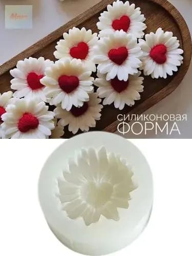 Силиконовая форма для свечей Сердце Маргаритка