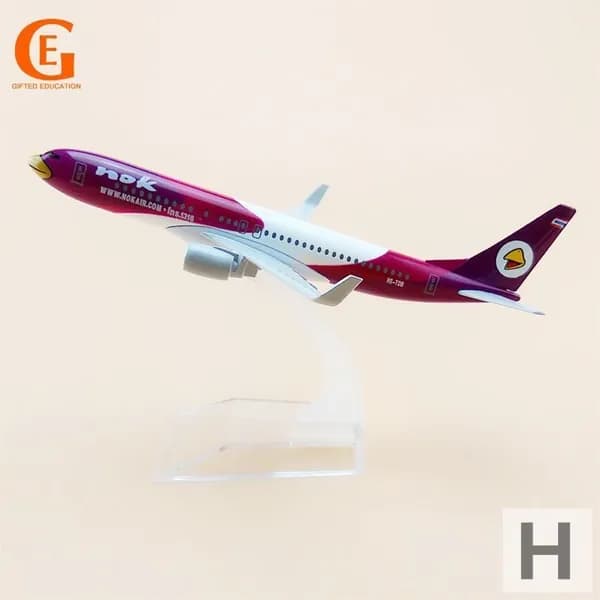 Коллекционная Модель Самолета Боинг 737 Авиакомпании Таиланд Nok Air, Литой Металл, Фиолетовый, С Подставкой