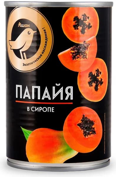 Папайя АШАН Золотая птица консервированная, 425 г