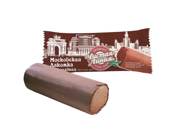 Пломбир Московская шоколадная Лакомка 80 г, Чистая Линия