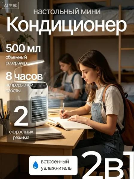 охладитель воздуха, вентилятор кондиционер,Подходит для семейных спален и студенческих спален, 3-ступенчатая скорость ветра, низкий уровень шума.
