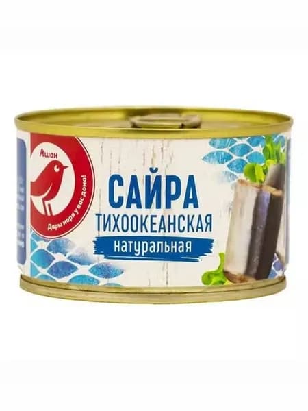 Сайра АШАН Красная птица Натуральная 250 г
