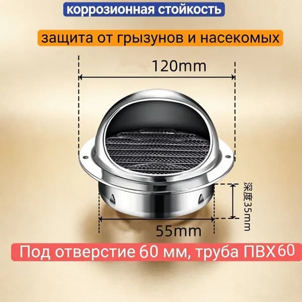 Вентиляционная решетка из нержавеющей стали с капюшоном