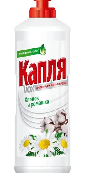 Капля VOX Средство для мытья посуды, Хлопок и ромашка, 500 мл