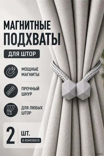 Подхваты для штор на магнитах 2 шт зажимы фиксаторы держатели прищепки скрепки подвязки