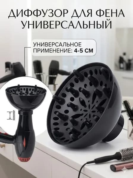 TELOLY Универсальный диффузор для волос, подходит для фена с диаметром насадки 4-5 см, идеален для вьющихся и волнистых волос