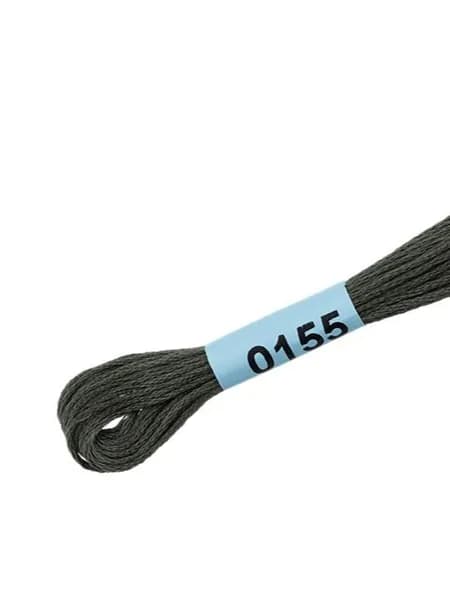 Мулине 100% хлопок, 5 шт - цвет 0155 т. серый