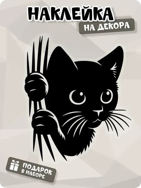 Наклейка интерьерная выглядывающий кот