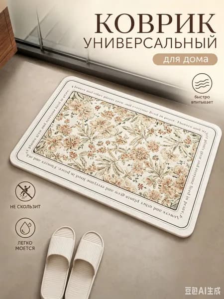 Коврик для ванной Напольный коврик для прихожей и ванной из диатомита, нескользящий, впитывающий влагу 30x40 см