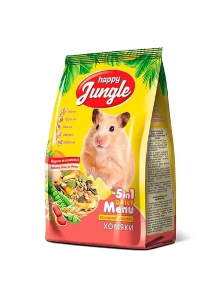 Корм сухой Основной рацион для хомяков (пакет) 400 гр HAPPY JUNGLE