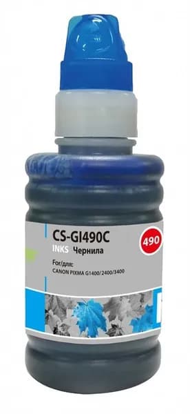 Чернила Cactus CS-GI490C голубой для Canon Pixma G1400, G2400, G3400 (100 мл)