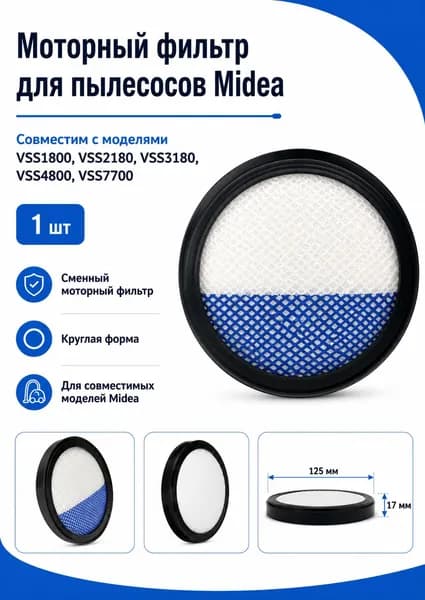 Моторный фильтр для пылесосов Midea VSS1800 / VSS2180 / VSS3180 / VSS4800 / VSS7700