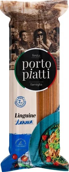 Макароны цельнозерновые PORTO PIATTI Linguine Лапша, 500г