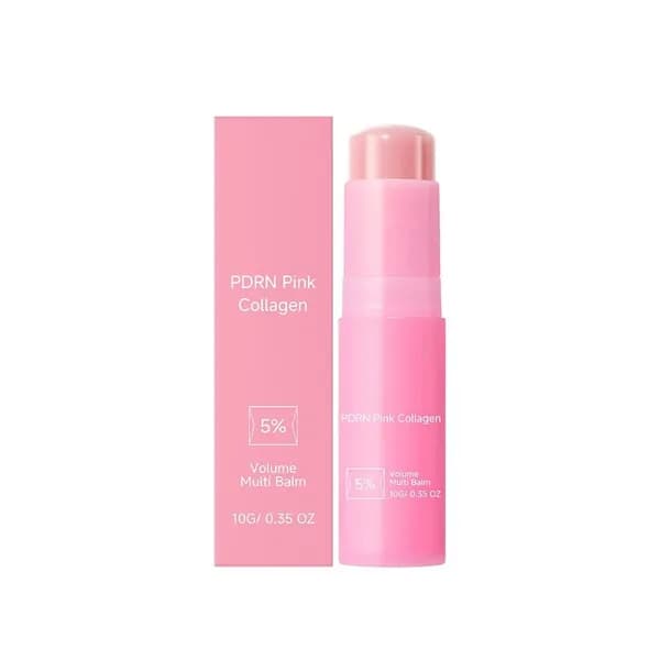 PDRN Pink Collagen мультибальзам для губ и лица с 5% коллагена, розовый питательный бальзам