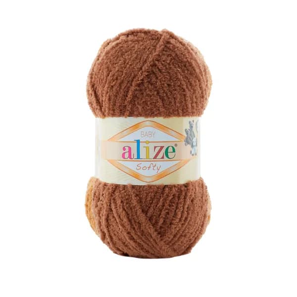 Пряжа для вязания Softy Alize 1 моток (115 м, 50 гр), цвет 321 светло-коричневый
