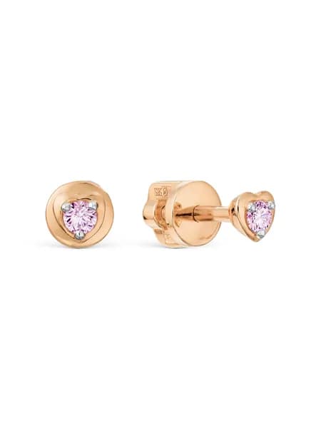 Серьги женские золотые 585 пробы с фианитами, KARATOV