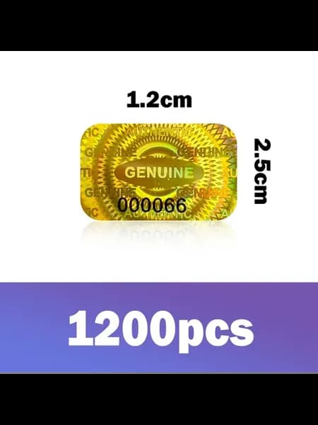 Золотые голографические наклейки с защитой от взлома 2.5x1.5