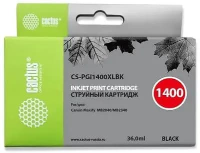 Картридж струйный CACTUS (CS-PGI1400XLBK) для CANON МВ2040/МВ2340, черный, ресурс 1200 стр.